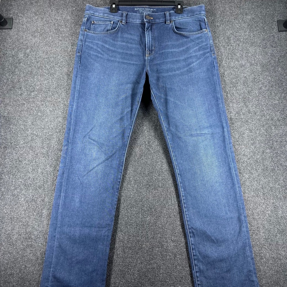 Banana Republic Traveler Jeans Mens 36x34 Blue Slim Fit‎ Indigo Denim Pants